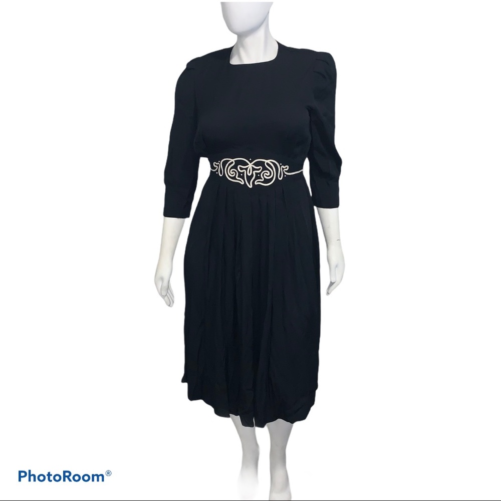 Vintage 80s S.L. Fashions black midi dress